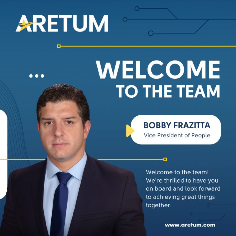 Aretum welcome graphic for Bobby Frazitta.