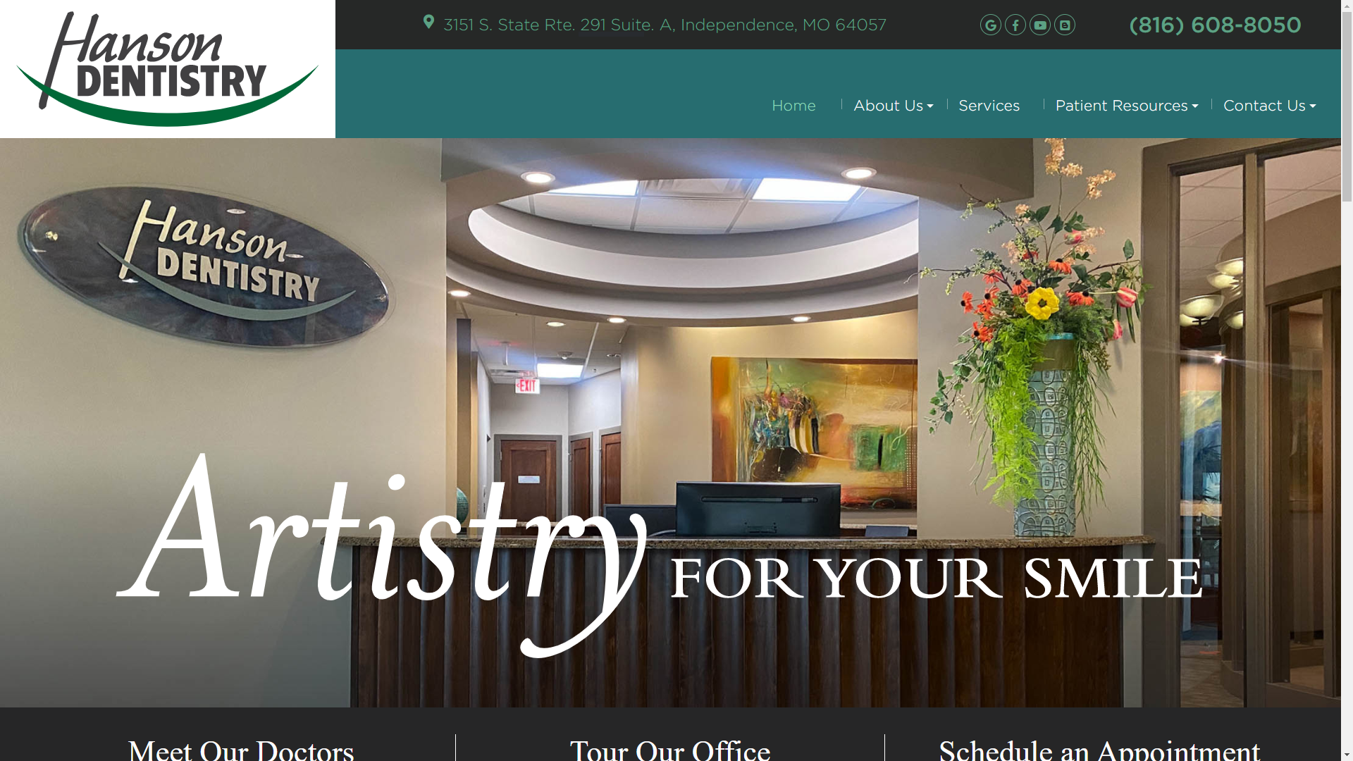 Handson Dentistry Website screenshot